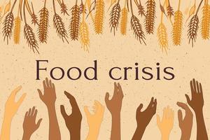 Vector illustration of the concept of hunger. The problem of hunger, hunger and malnutrition, resource mobilization, hunger of the population, food shortage, poor nutrition. Food crisis