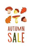 Autumn sale flyer template with lettering. Bright fall leaves. Poster, card, label, banner design. Bright geometrical background. Vector illustration EPS10