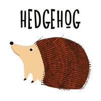 autumn hedgehog vector illustration with inscription for postcards, design