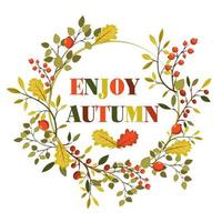 Hello Autumn Vector illustration with phrase in paper cut style decorated with beautiful bright leaves on light background. Design for greeting card, Sale or promotional poster, flyer, web banner