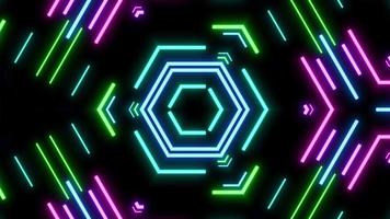 Abstract laser pattern cyber data technology. Light glowing neon lines background. Video Ultra 4K