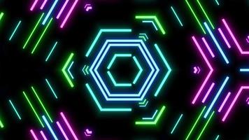 Abstract laser pattern cyber data technology. Light glowing neon lines background. Video Ultra 4K