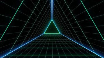 retro-stil 80er sci-fi-hintergrund futuristisch mit lasergitterlandschaft. digitaler Cyber-Oberflächenstil der 1980er Jahre. video