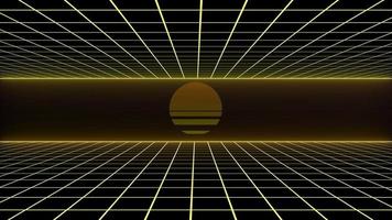 retrostil 80-tal sci-fi bakgrund futuristisk med laser rutnät landskap. digital cyberytestil från 1980-talet. video