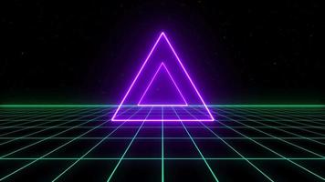 fundo de ficção científica dos anos 80 estilo retro futurista com paisagem de grade de laser. estilo de superfície cibernética digital da década de 1980. video