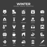 Winter icon pack with black color vector