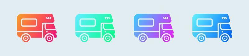 Camper van solid icon in gradient colors. Recreational vehicles signs vector illustration.