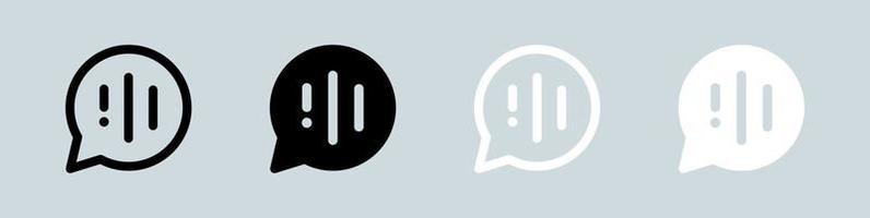 Voice icon set in black and white. Sound wave signs vector illustration.