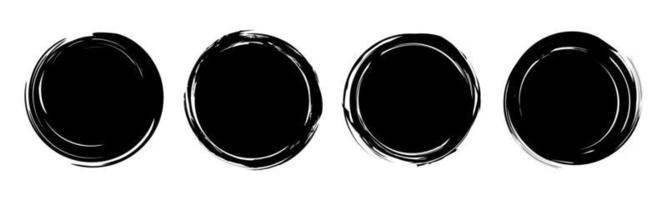 Set of grunge round frames Enso zen vector Paint Brush Stroke Circle Isolated