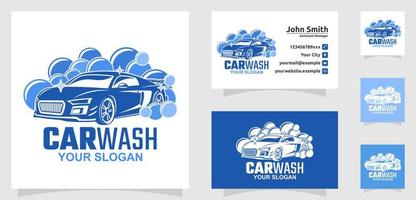 Car wash logo Cleaning car Washing and service vector logo design Car logo with bubble
