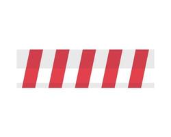 Striped red and white concrete barrier blocking the road flat vector illustration.