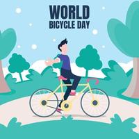 ilustración gráfica vectorial de un hombre montando en bicicleta mientras suelta sus manos, perfecto para el día mundial de la bicicleta, transporte, deporte, celebración, tarjeta de saludo, etc. vector