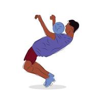 illustration of player controlling the ball in front, flat design vector