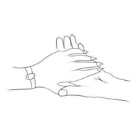 Hold two hand line art drawing style, the hand sketch black linear isolated on white background, the hand line art vector illustration.