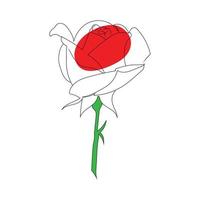 Rose line art drawing style, The rose sketch black linear isolated on white background, And the  best rose line art vector illustration.