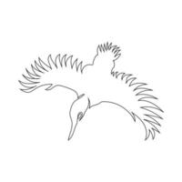 Bird flying line art drawing style, The bird sketch black linear isolated on white background, And the  best bird flying vector illustration.