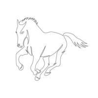 estilo de dibujo de arte de línea de carrera de caballos, el boceto de caballo negro lineal aislado en fondo blanco y la mejor ilustración de vector de arte de línea de caballo.