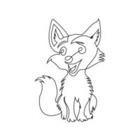 Cartoon fox line art drawing style, The fox sketch black linear isolated on white background, And the  best cartoon fox vector illustration.