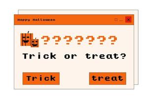 interfaz de computadora retro. tarjeta de halloween pixelada vector