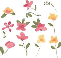 beautiful watercolor botanical wild flowers.Floral vector illustration.