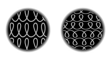 Two black rounded shapes with curved lines inside. vector