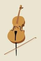 Cello. Bowed musical instrument with 4 strings vector