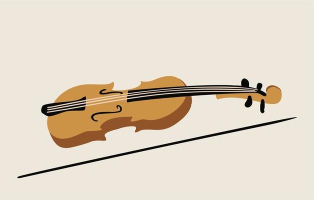 Violin. Stringed bowed musical instrument of high register.