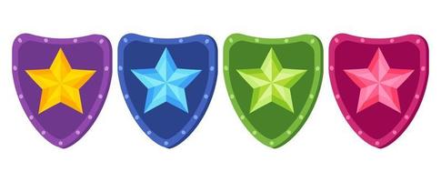 Vector set icons of shield with star for game rating