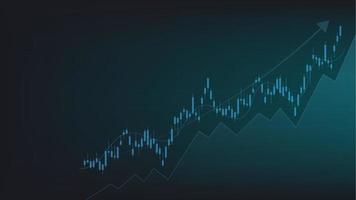 las estadísticas de negocios financieros con gráfico de barras y gráfico de velas muestran el precio del mercado de valores y el cambio de divisas en un fondo verde oscuro vector