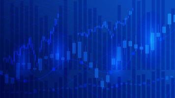 stock market and cryptocurrency trading chart concept. candlestick and bar graph with volume indicator show digital money or financial statistics and business earning management on blue background vector