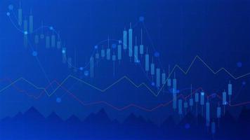 finance and economy concept. graphic chart show business investment performance on blue background vector