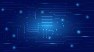 Hi tech digital circuit board. AI pad and electrical lines connected on blue lighting background. futuristic design element vector