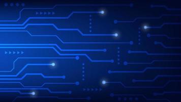 Hi tech digital circuit board. AI pad and electrical lines connected on blue lighting background vector