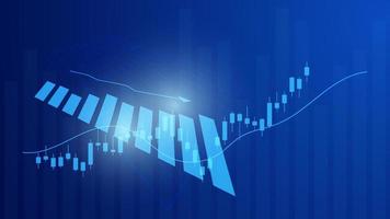 stock market and cryptocurrency trading chart concept. candlestick and bar graph with volume indicator show digital money or financial statistics and business earning management on blue background vector