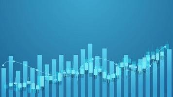 economy situation concept. Financial business statistics with bar graph and candlestick chart show stock market price and currency exchange on green background vector