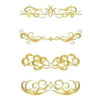 Conjunto de ornamento de caligrafía de líneas de remolino dorado aislado sobre fondo blanco vector