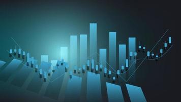 Financial business statistics with bar graph and candlestick chart show stock market price and currency exchange on dark green background vector