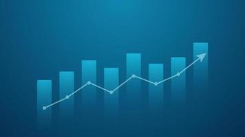 concepto de gráfico de negociación del mercado de valores y criptomonedas. gráfico de barras con indicador de volumen que muestra dinero digital o estadísticas financieras y gestión de ingresos comerciales sobre fondo azul vector