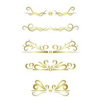 golden swirl lines calligraphy ornament set isolated on white background vector