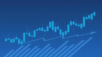 stock market and cryptocurrency trading chart concept. candlestick and bar graph with volume indicator show digital money or financial statistics and business earning management on blue background vector