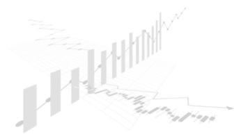 las estadísticas de negocios financieros con gráfico de barras y gráfico de velas muestran el precio del mercado de valores y las ganancias efectivas en el fondo blanco vector