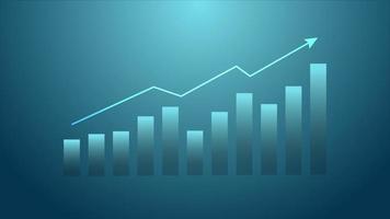 concepto de gráfico de negociación del mercado de valores y criptomonedas. gráfico de barras con indicador de volumen que muestra dinero digital o estadísticas financieras y gestión de ingresos comerciales sobre fondo azul vector