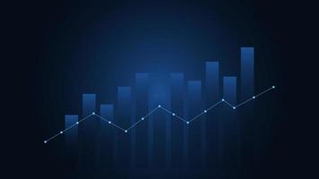 concepto de gráfico de negociación del mercado de valores y criptomonedas. gráfico de barras con indicador de volumen que muestra dinero digital o estadísticas financieras y gestión de ingresos comerciales sobre fondo azul vector