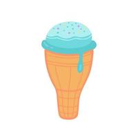 helado en un cono de galleta. ilustración para impresión, fondos, cubiertas, empaques, tarjetas de felicitación, carteles, pegatinas, textiles y diseño de temporada. aislado sobre fondo blanco. vector