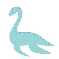 plesiosaurios dinosaurio, personaje de dibujos animados. ilustración para impresión, fondos, cubiertas y embalaje. la imagen se puede utilizar para tarjetas de felicitación, carteles y pegatinas. aislado sobre fondo blanco. vector