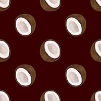 Seamless pattern with iIllustration of a coconut on a brown background vector