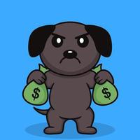 Vector illustration of premium cute dog doing weightlifting