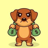 Vector illustration of premium cute dog doing weightlifting