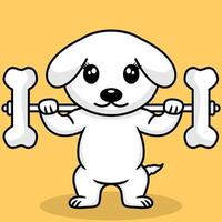 Vector illustration of premium cute dog doing bone lifting