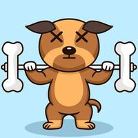 Vector illustration of premium cute dog doing bone lifting